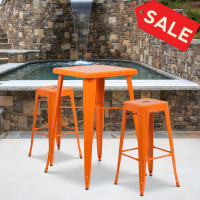 Flash Furniture CH-31330B-2-30SQ-OR-GG Metal Bar Table Set in Orange